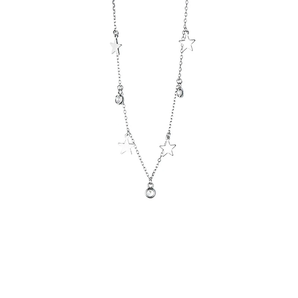 

S925 Sterling Silver Jewelry Star Zircon Female Ins Necklace Fashion Jewellery, Custom white/rose gold/yellow gold