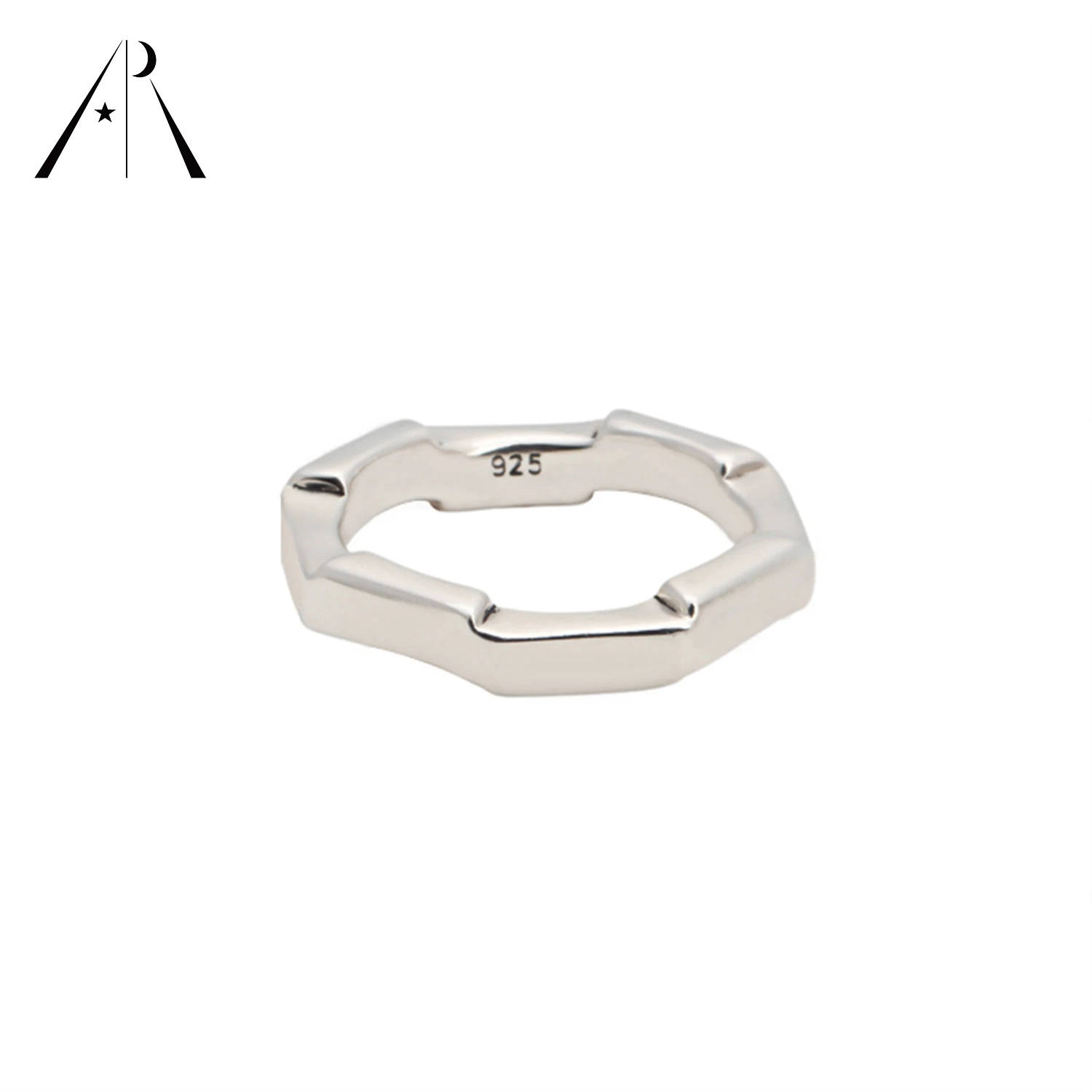 

INS Minimalist Platinum plated 925 Sterling Silver Ring Jewelry Geometric rectangle smooth silver ring