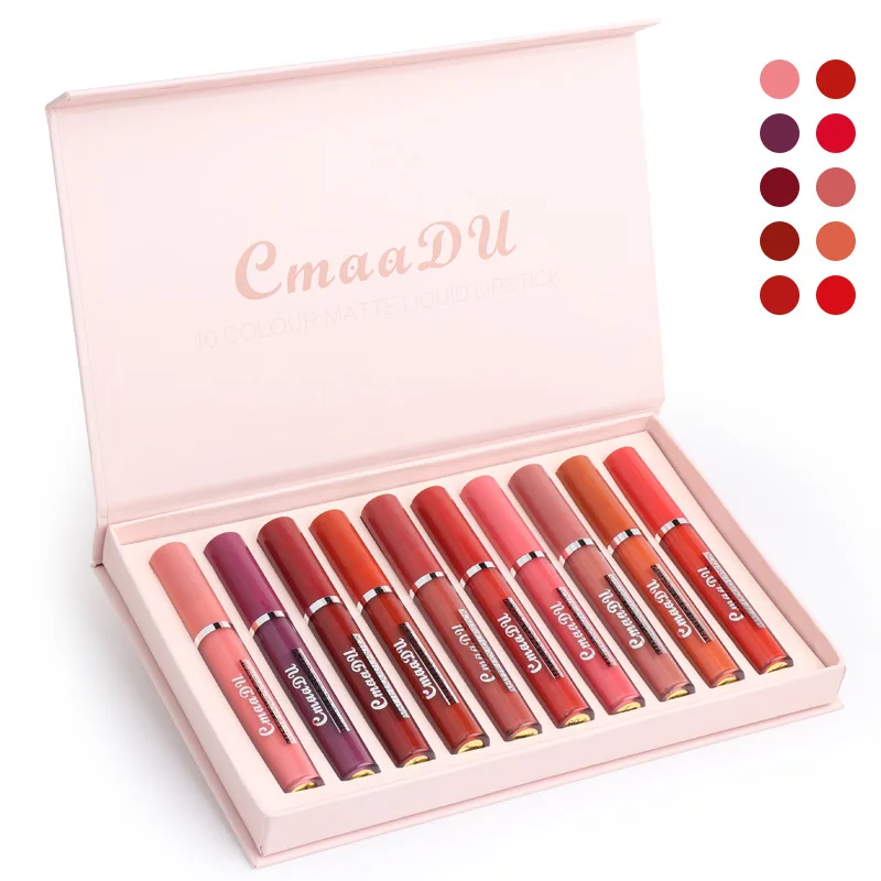 

CmaaDU 10 pcs per box Waterproof Matte Lip Gloss