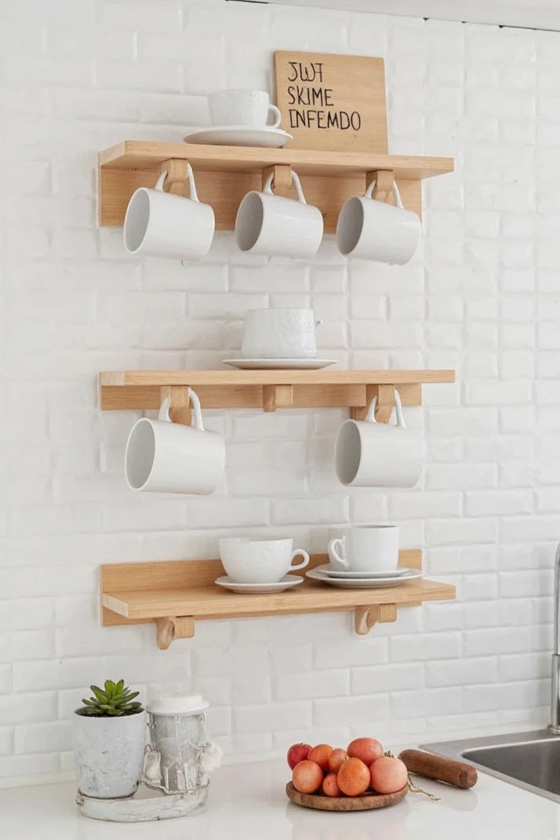 Kids-only mug shelf
