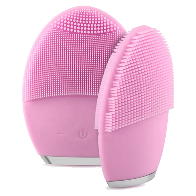 

Double-sided Mini Silicone Face Scrubber Exfoliator Brush Face Cleanse Brush Electric Exfoliating Facial Brush, Red, pink, blue