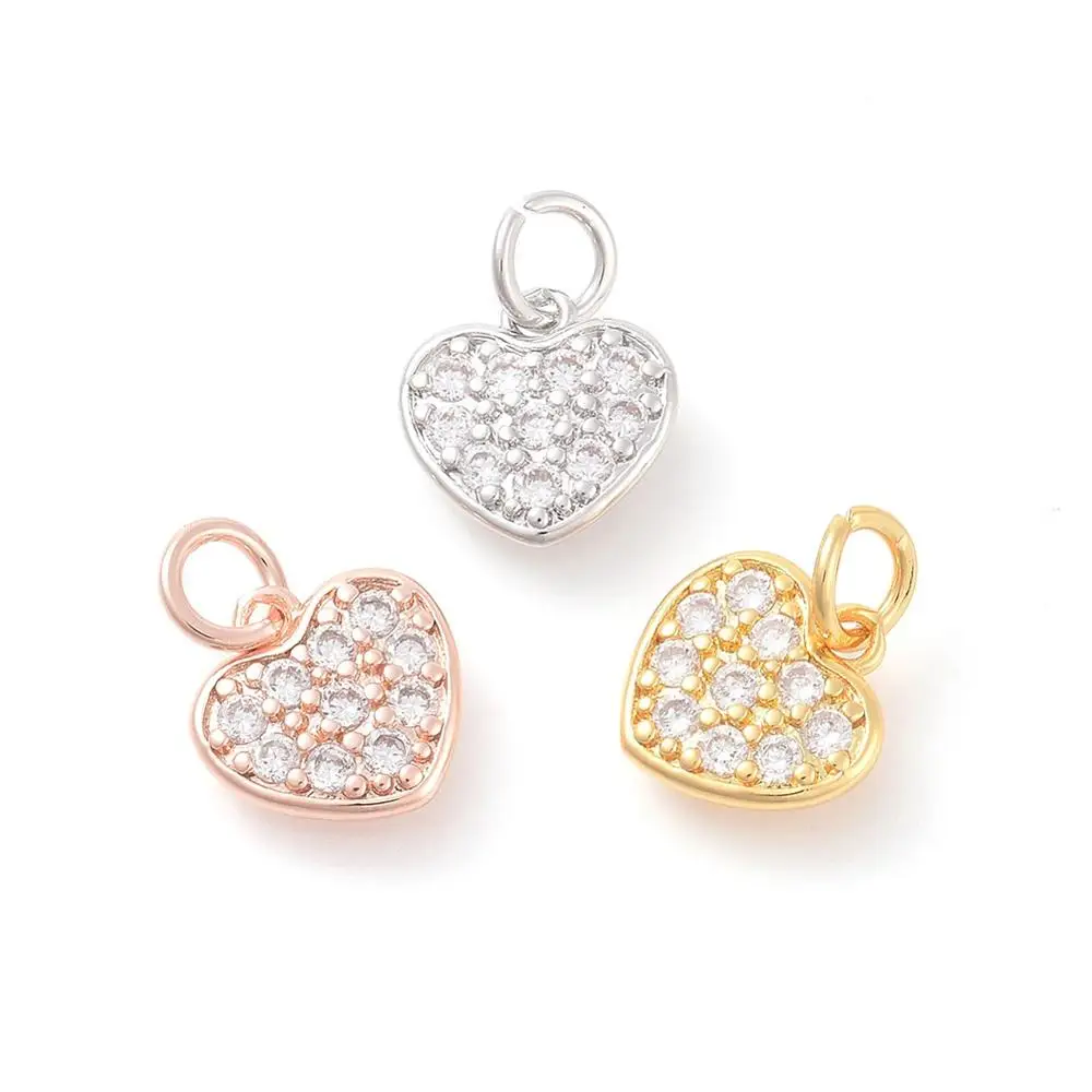 

PandaHall Heart Clear Brass Micro Pave Cubic Zircon Charm