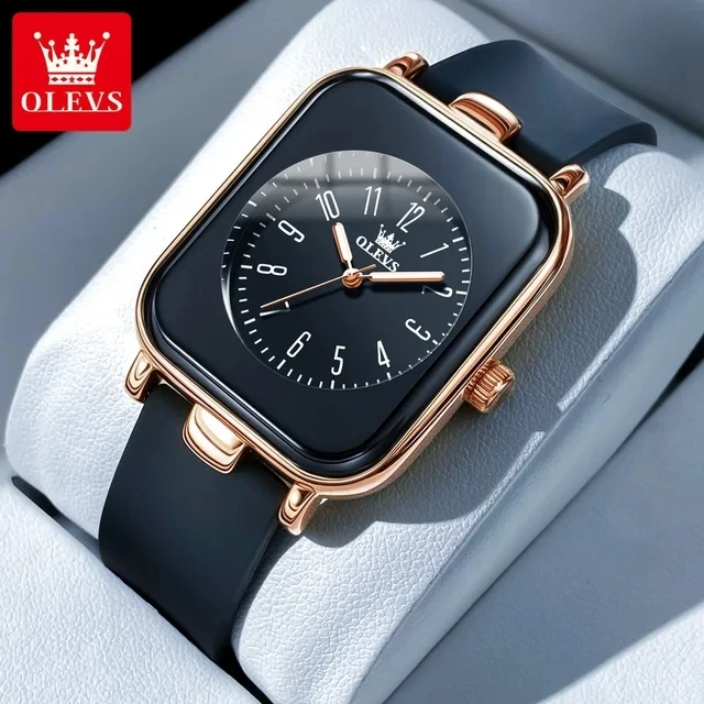 OLEVS 9961 Watch for Women Simple Elegant Quartz Watches Waterproof Black Silicone Strap Luminous Bracelet Relogio Feminino