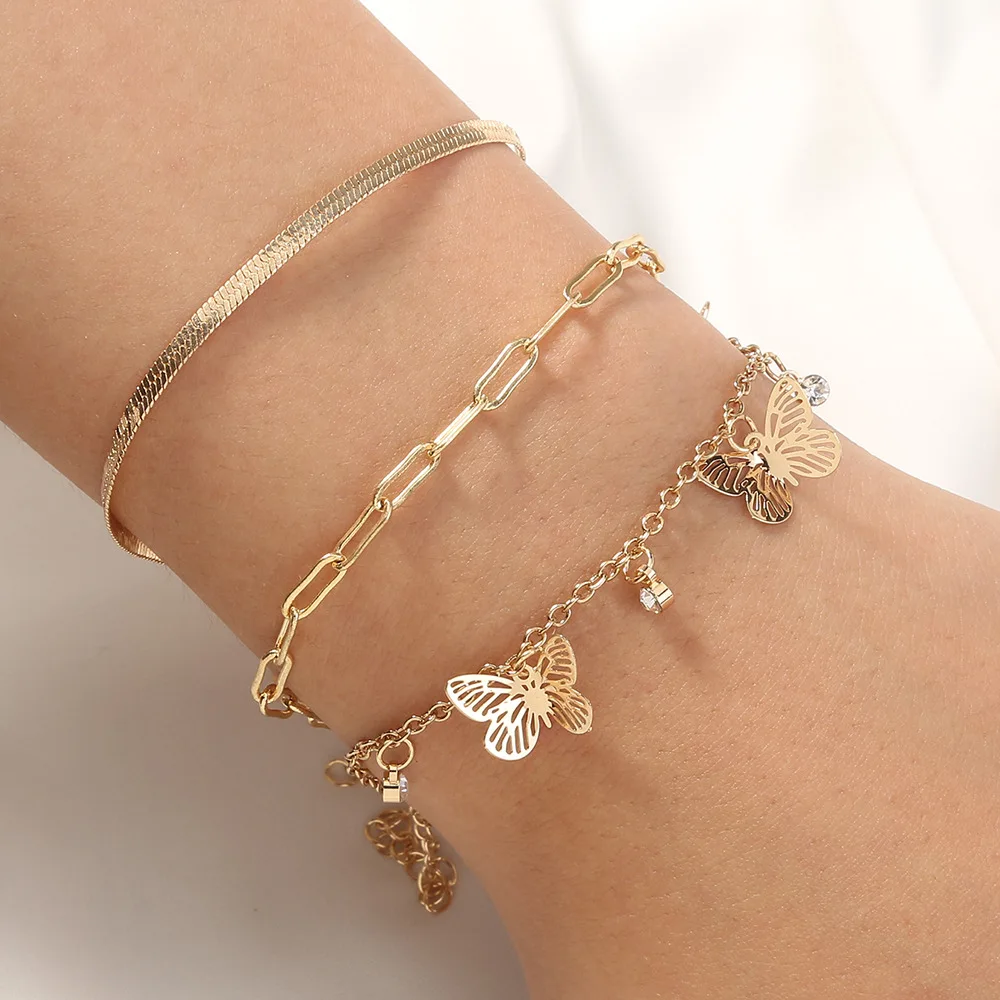 

3 pieces Set multilayer bracelet women jewelry accessories butterfly bracelet