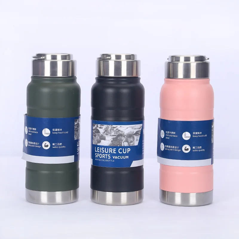 

304 stainless steel spray thermos mug with handle, large capacity outdoor cycling and mountaineering sports bottle, logo can be, Customized color