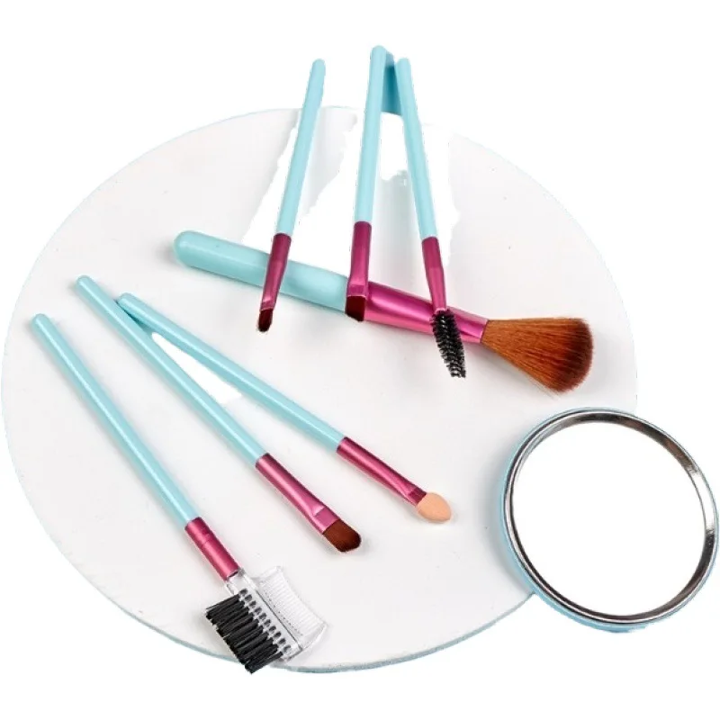 

Cosmetic Brushes 7 Pcs Plastic Corrugated Silk Nylon Wool Color Box Packaging Makeup Brush Set, Pink purple blue black