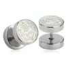 Double Stud Earrings Stainless Steel Fake Plugs 16G White Flower Ear Piercing Faux Gauges