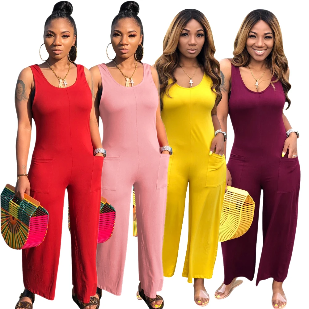 

jump suit Wholesale sleeveless casual Jumpsuit solid color ventilation 2021 tights women's wear Jumpsuit