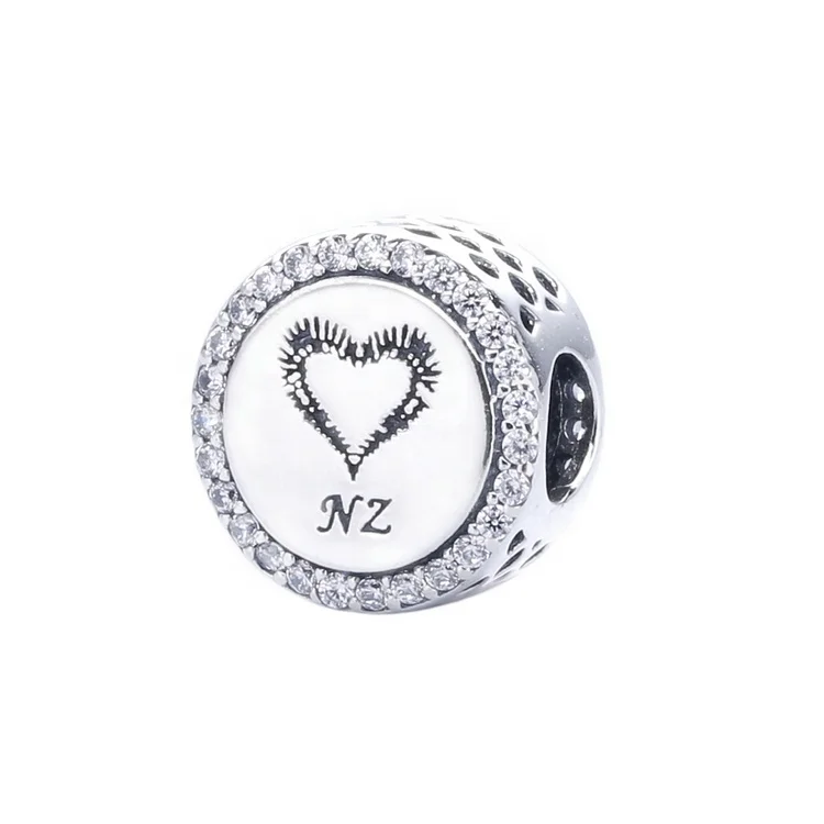 

High quality heart shape 925 sterling silver necklace pendant beads for jewelry making