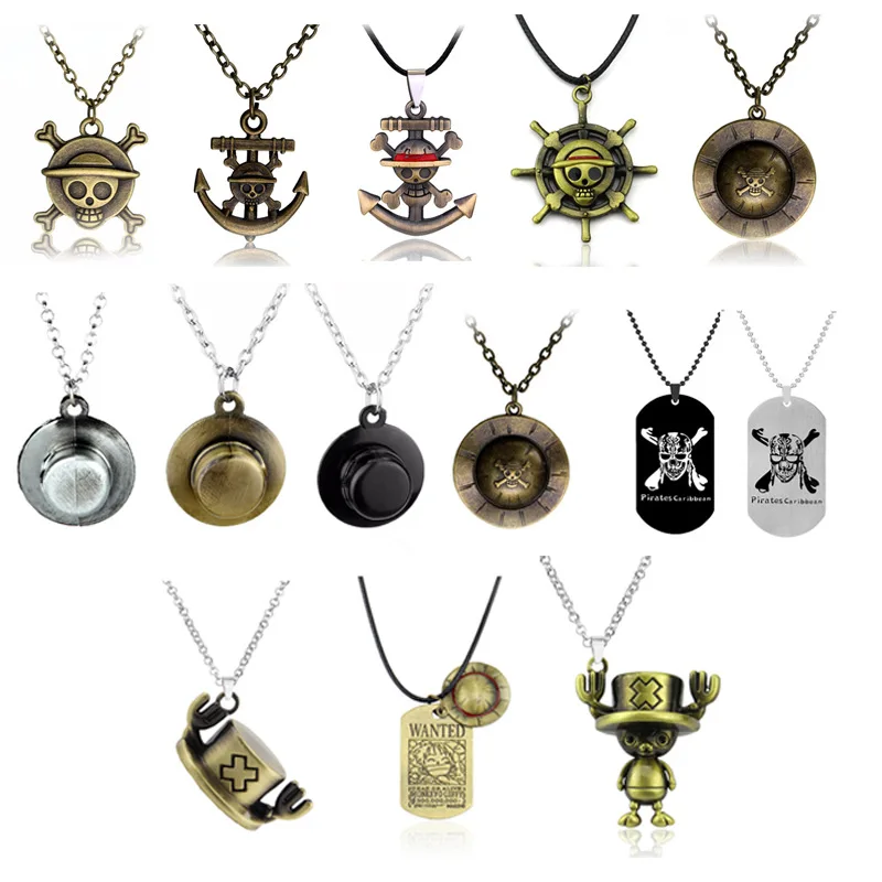 

Anime Ship Rudder Straw Hat Chopper Fire Fist Ace Skull One Piece Luffy Necklace