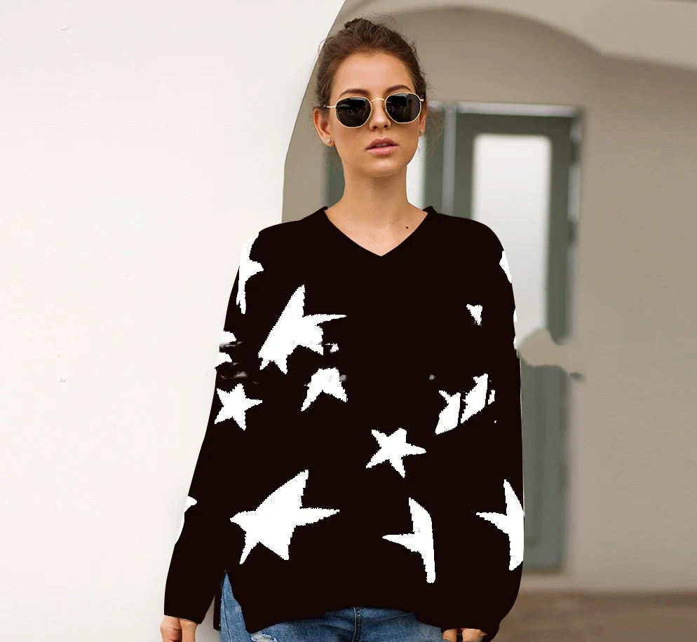 

2020 spring and summer European and American sweater women's three-color lazy sweater loose knit sweater explosion