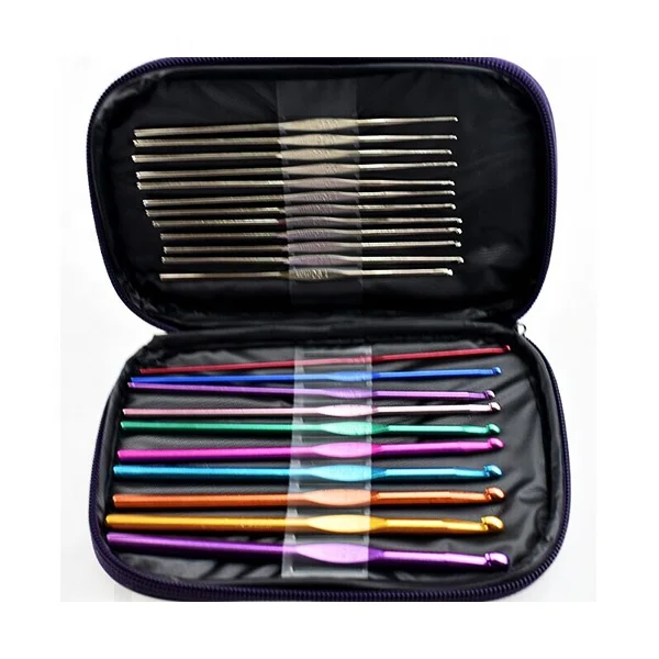 

wholesale 22pcs metal crochet hook aluminum crochet hook set knitting needles