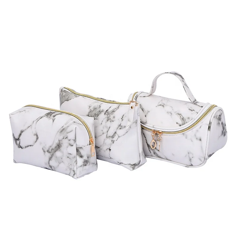 

Amazon hot selling cosmetic bags promotional gift white marble designs makeup cosmetic bag, Multi colors