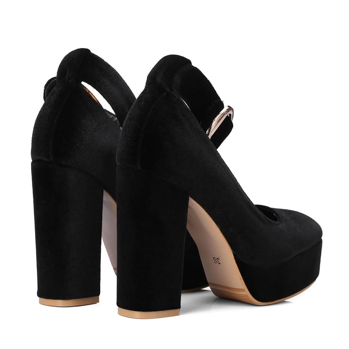 New Round Toe Soft Ankle Buckle Strap Pumps Sexy Ladies Heels