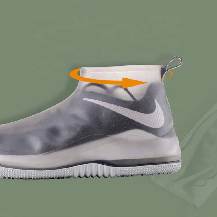 
PVC Short tube transparent adult rain waterproof Non-slip thick rain shoes cover 