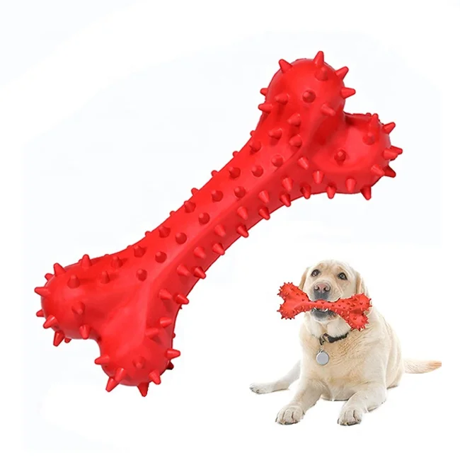 

Large Breed Dogs Toys Bone Shape Bite Teeth Cleaning Molar Natural Rubber Durable Dog Toothbrush Chew Toy