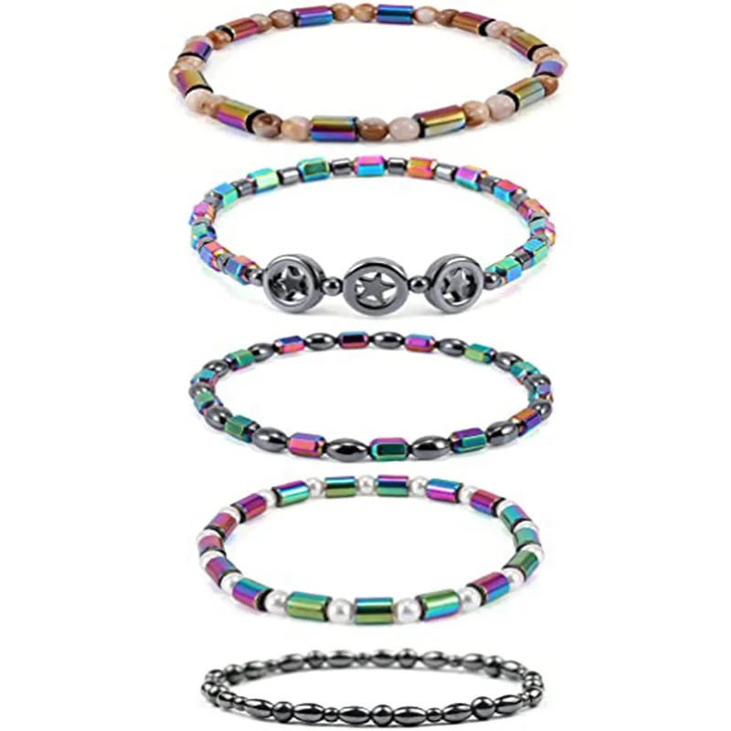 2022 New Arrival Magnetic Anklets With Charms Sports Rainbow Hematite Obsidian Women's Anklets