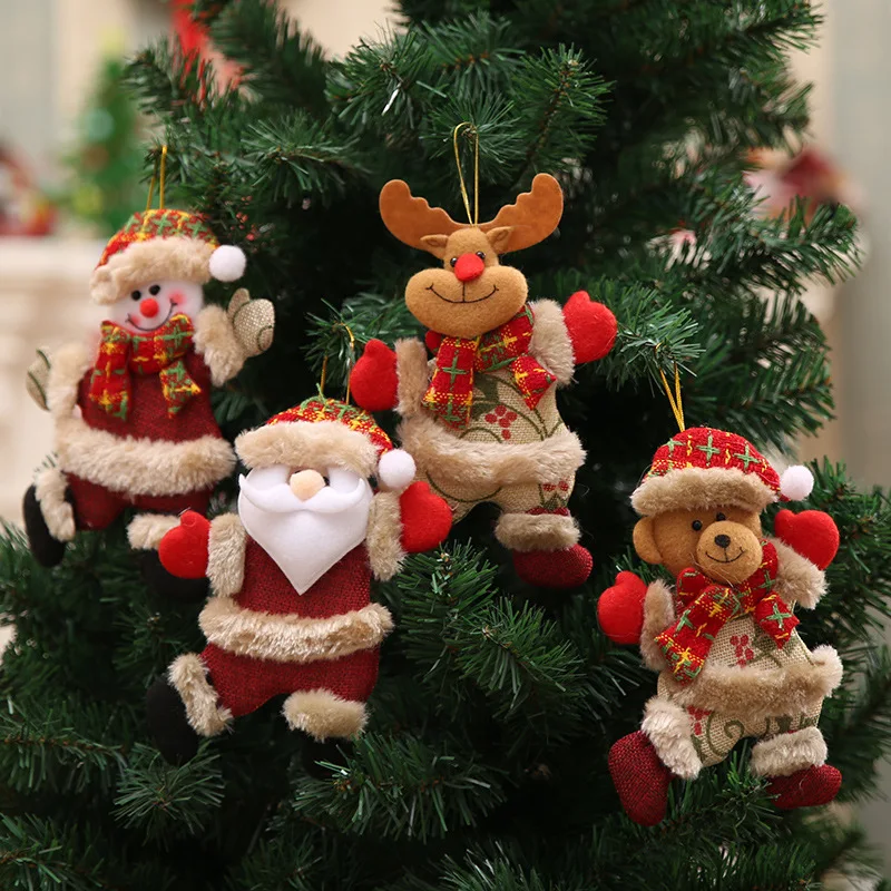

Hanging Christmas Tree Decoration Plush doll snowman reindeer bear santa claus for New Year Gift Ornament