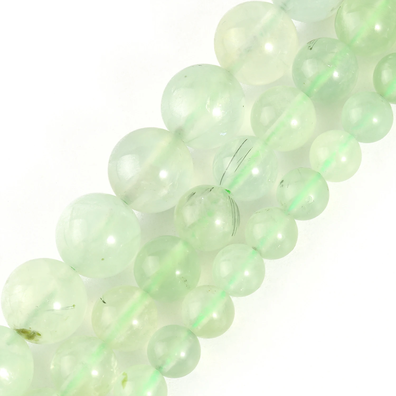 

A Grade 6/8/10MM Smooth Natural Green Prehnite Stone Loose Beads For Jewelry Making Bracelet DIY 15''