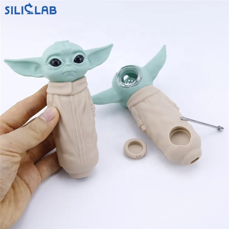 

High Quality Character Baby Grogu Pipe Oil Water Smoking Tobacco Pipes Smoke Glass Long Pipe Smoking for Sale, Different colors available