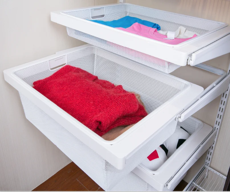 
Metal Wardrobe Closet Organizer Storage Shelf for Bedroom Clothes 