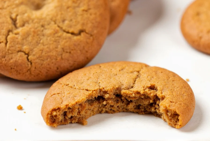 Step-by-step baking process showing ginger snap dough balls before baking, mid-bake cracking process, and finished cookies with characteristic snap texture