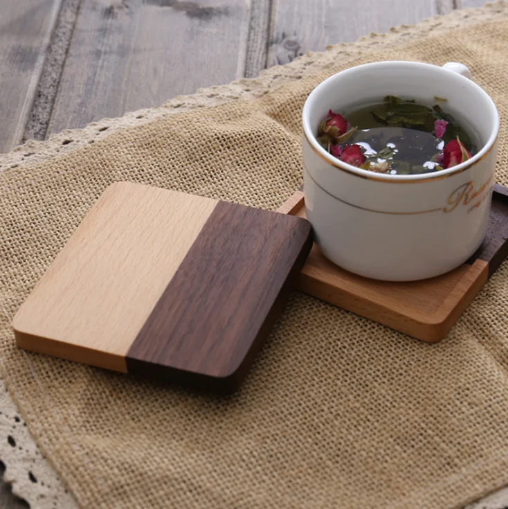 

Wholesale Custom Durable Coffee Cup Solid Wood Drink Coaster For Household
