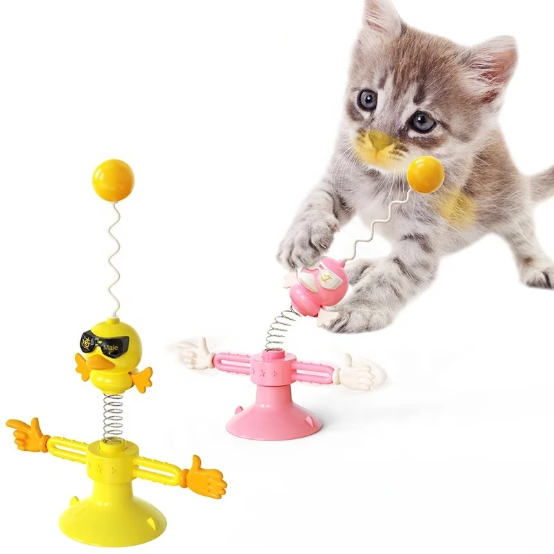 

new cat toy turntable windmill tumbler feather bucket cat teaser factory direct sales crazy cat laughing rolling toy, Yellow, pink