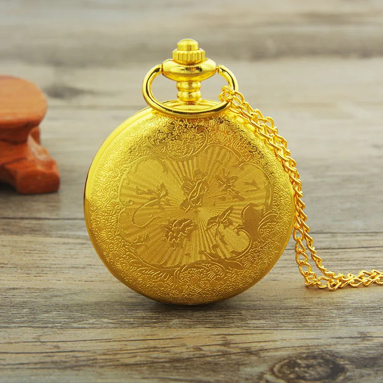 
Custom Brand Your Own Necklace Quartz Pocket Watches Flip Unisex Retro Red Diamond Pocket Watch Fashion Quartz Pocket Watch 