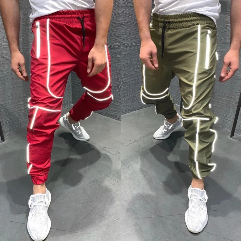 

Autumn And Winter New Outdoor Sports Pants Night Running Reflective Feet Trend Trousers Fitness Sports Basketball Pants One Drop, As picture