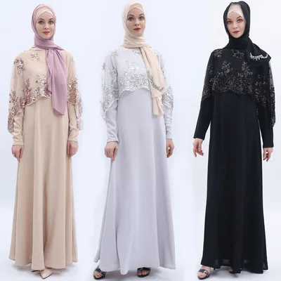 

High Quality New Fashionable Latest Designs Islamic Clothing Suit Abaya Muslim Dress Turkish Abaya for Women, Black / light grey / light khaki