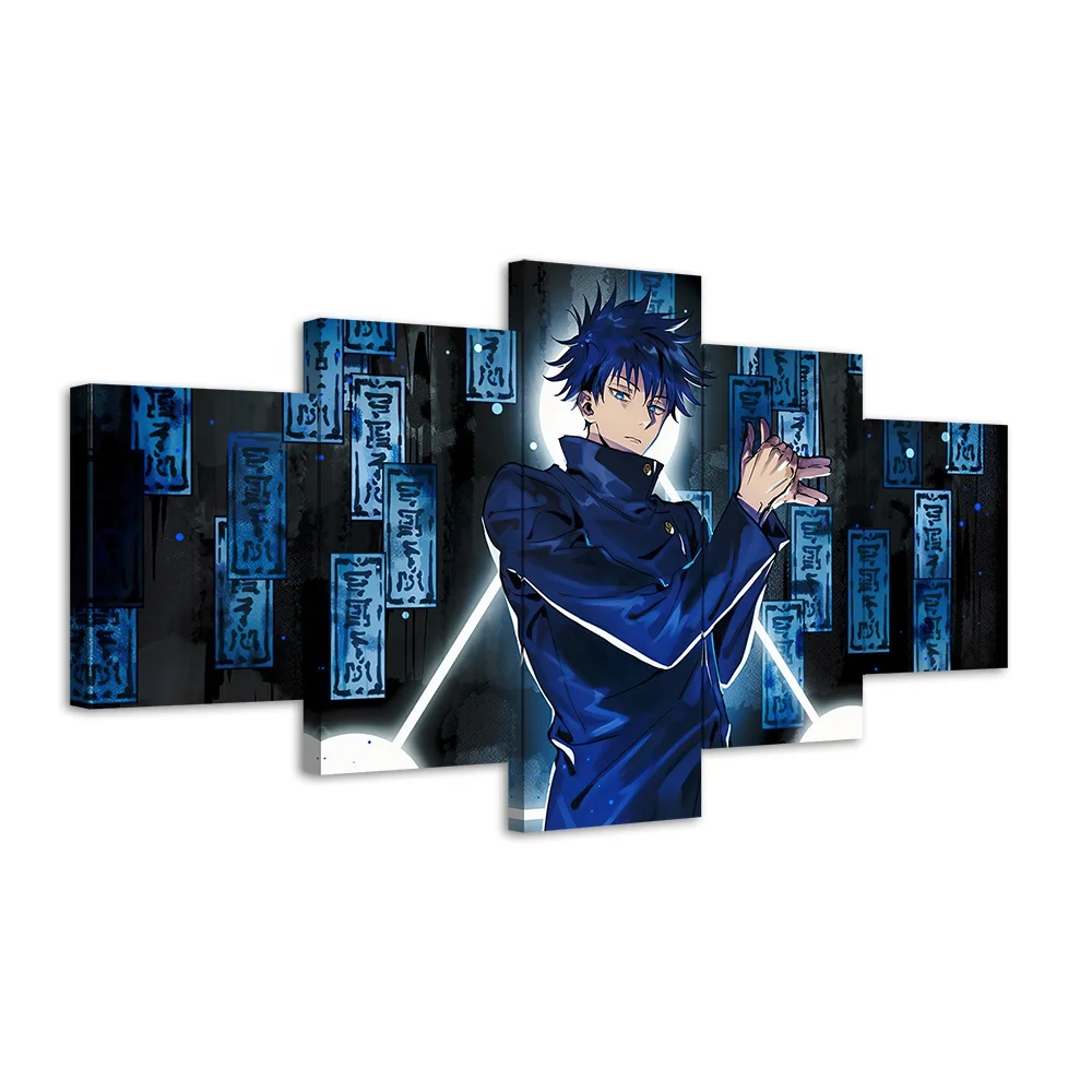 

5pcs Jujutsu Kaisen Anime Poster Art Canvas Painting Satoru Gojo Oil Painting Wall Decor Animation Boy Wall Sticker Manga Decor, Multiple colours