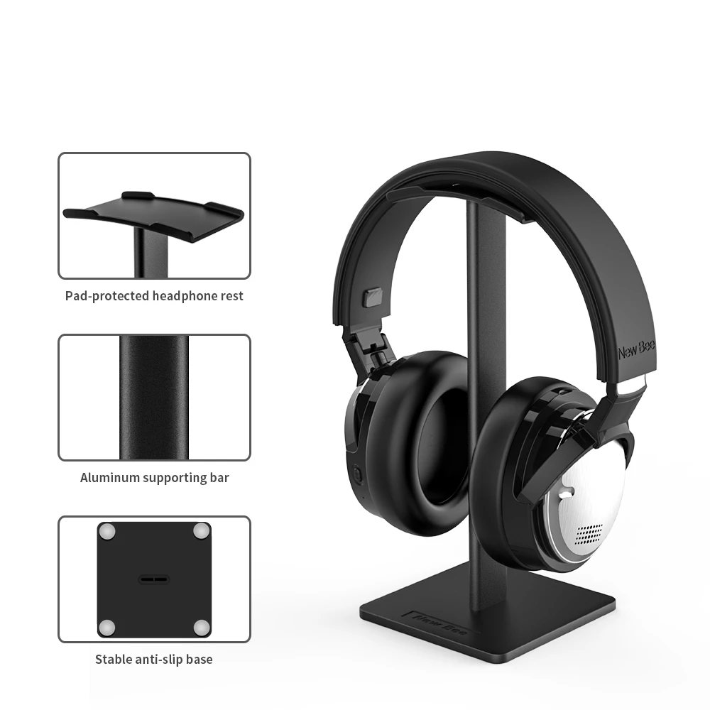 

New Universal Aluminum Alloy Metal Headphones Portable Desk Headset Headphone Stand, Black white