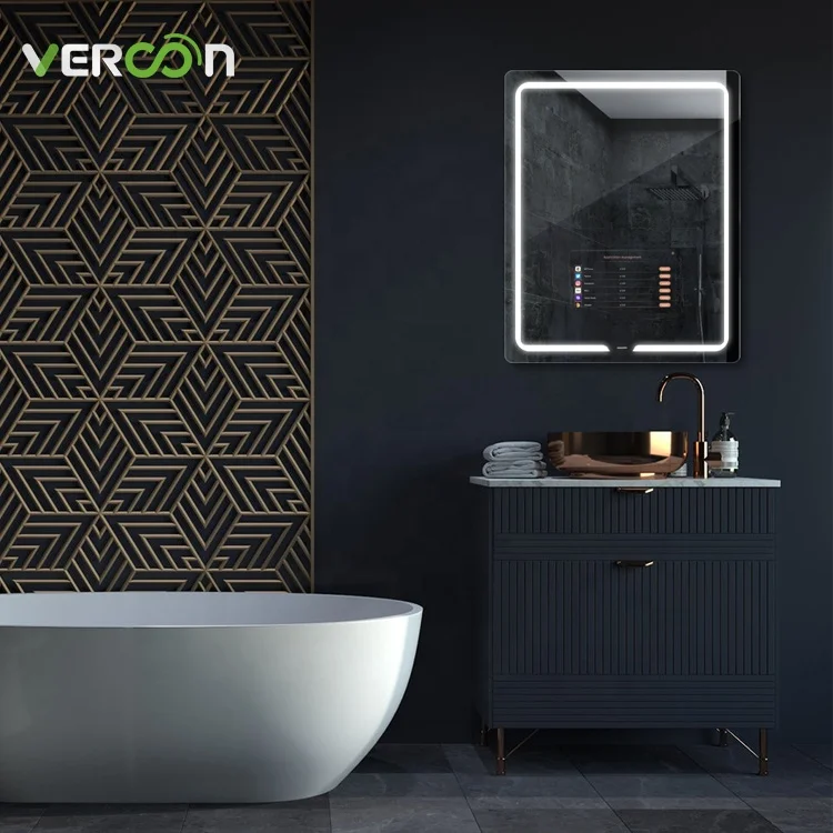 

Vercon Android tv manufactuery led light defogging touch screen smart wall mounted bathroom magic mirror