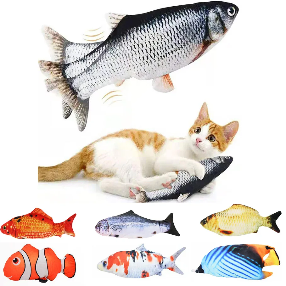 

Electric Cat Toy Fish Pet Cat Toys Simulation Fish Swing Kitten Dance Fish Toy Funny Cats Chewing Playing Supplies USB Port, Picture showed