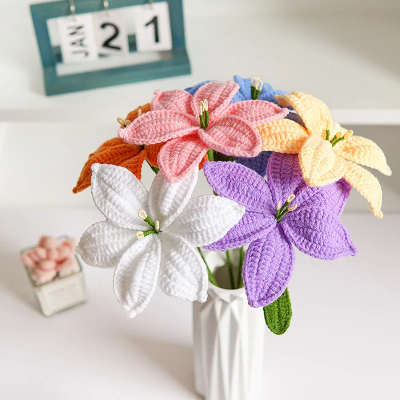 

Wholesale Home Wedding Decoration Handmade Flower Crochet Bouquet Calla Lily Artificial Flowers