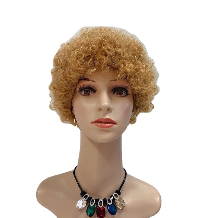 

Afro Curly Wig Human Hair,Best Selling Promotional Machine Made Afro Wave27# Wig, 1b#,2#,4#,27#,33#,99j#,grey#