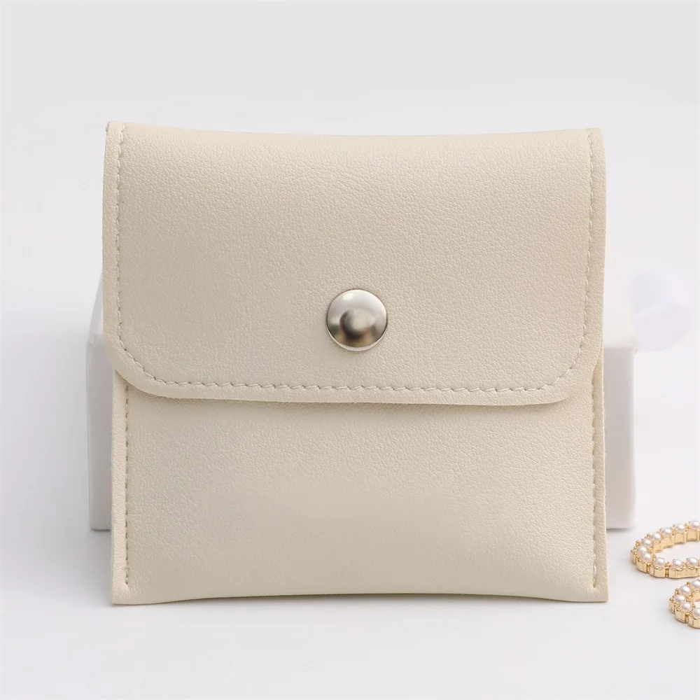 

No logo 8*8cm PU Leather Bag Jewelry Pouch Ring Bracelet Necklace Pouch Jewelry leather Pouch Bag