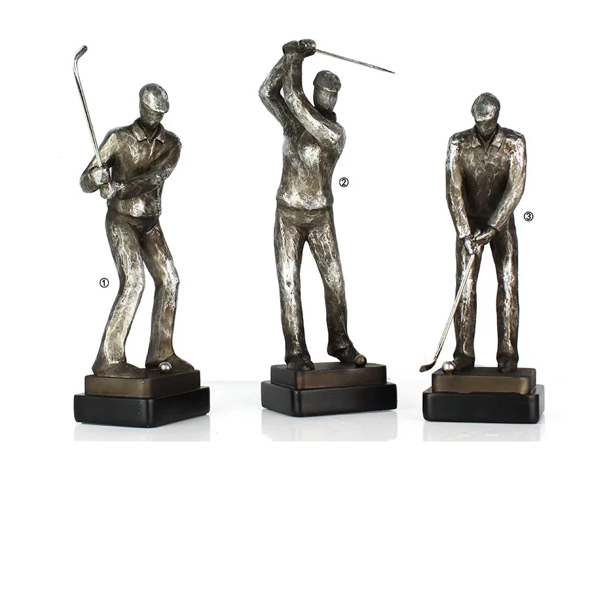 Wholesale resin sports figure decoration popular resin golf  statue abstract life size deocor details