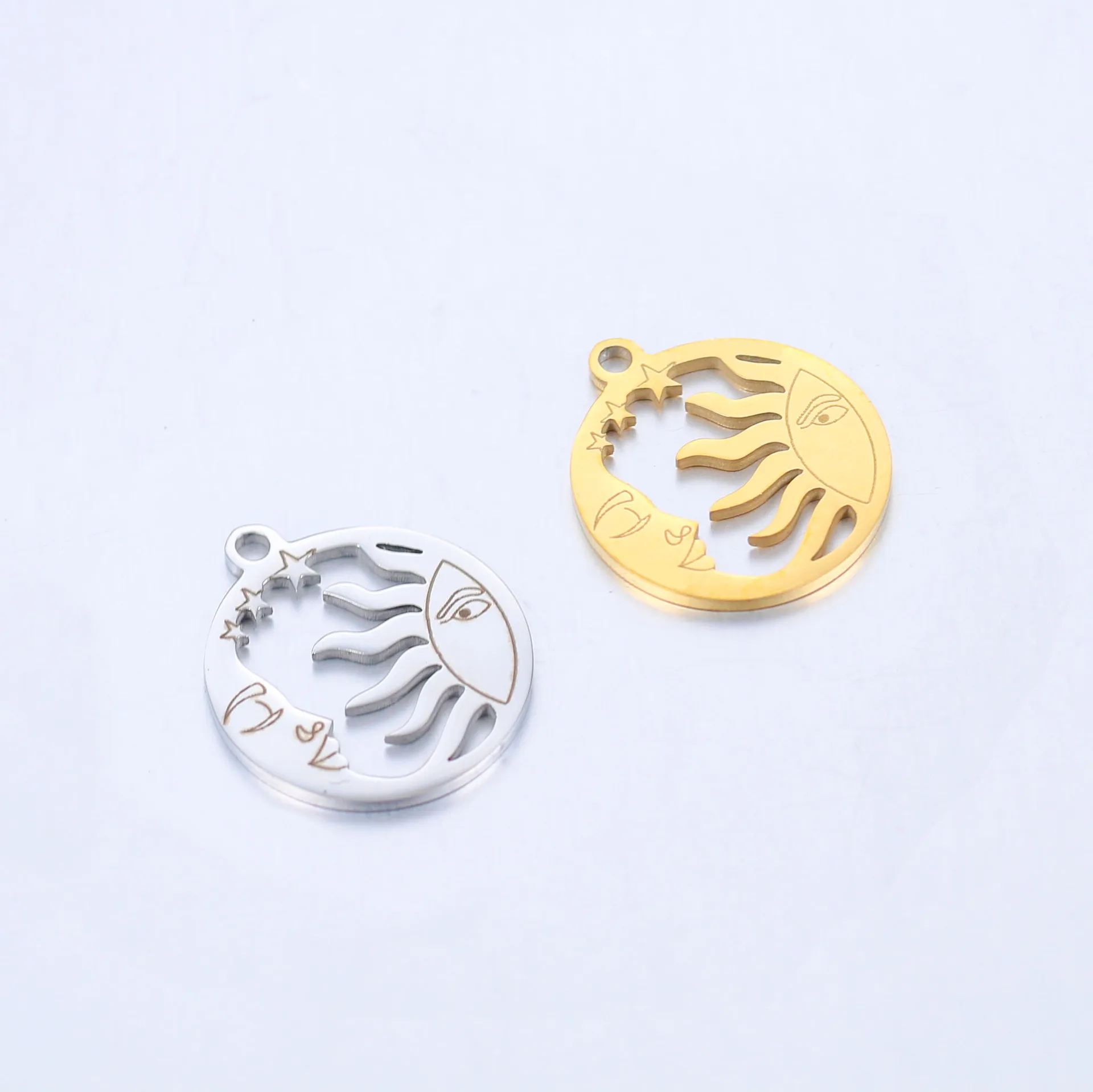 

Round Hollow Sun Full Polished Small Charms Making Jewelry 316 Stainless Steel No Fade Color Accessories