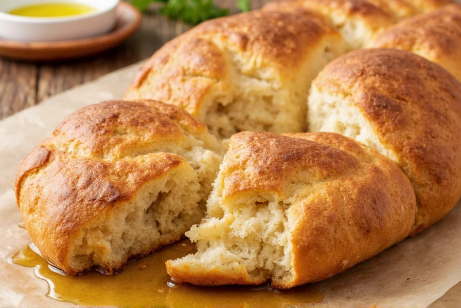 Perfectly baked cinnamon sugar focaccia with golden crust and visible air pockets, drizzled with olive oil