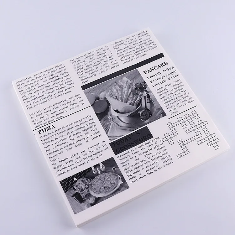 
Newspaper style paper liner greaseproof 