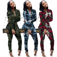 

C91883 2020 new arrival long sleeve camouflage outfits women clothes two pieces set