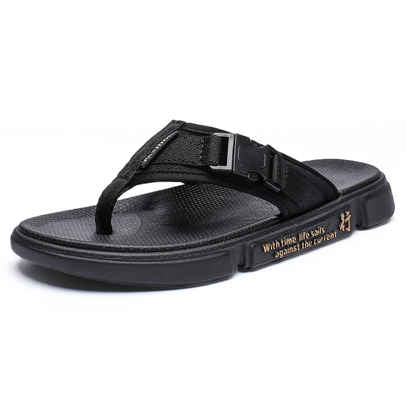 

Black geometric English high quality men's casual sports slippers