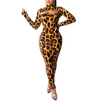 

African winter bodycon leopard two pieces sets dresses women