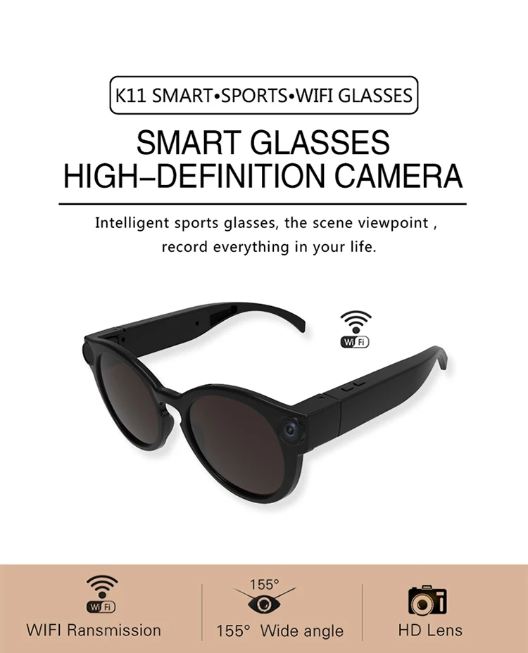 2020 New Sports UV 400 Polarized WIFI Smart Camera Glasses Wireless Live Video Glasses for Men and Women