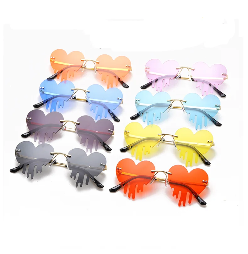 

New Social Fashion European-Wind Love Tears Rimeless Fun Sunglasses Disco And Dance Hot Style