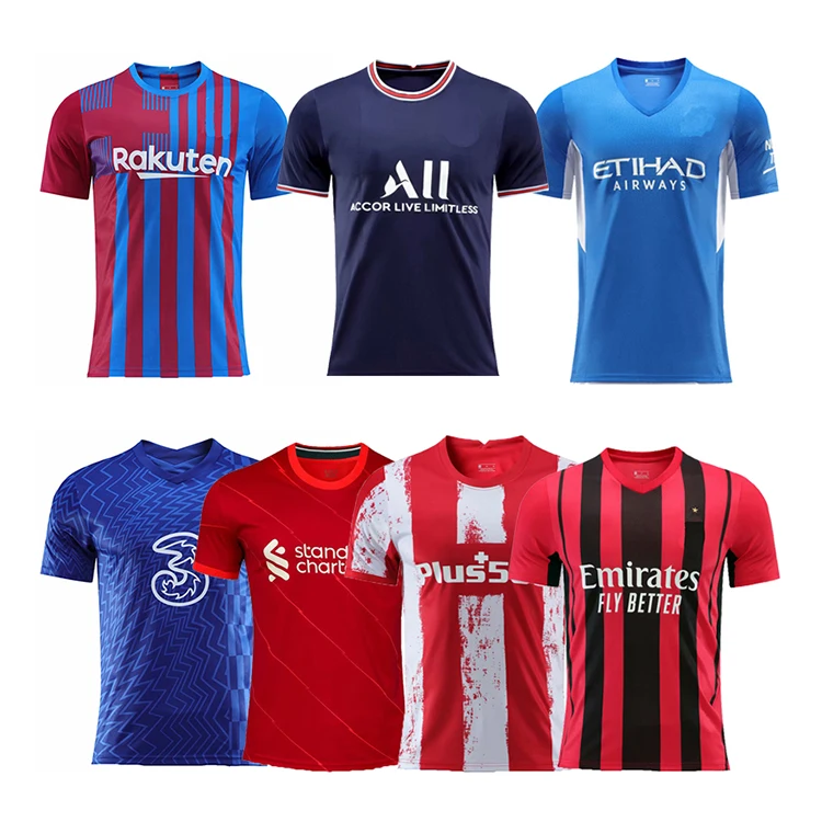 

Wholesale 21/22 New Season Soccer Jersey Football Shirts Black Red Stripe Thailand Quality Soccer Jersey For Men, Customized colors