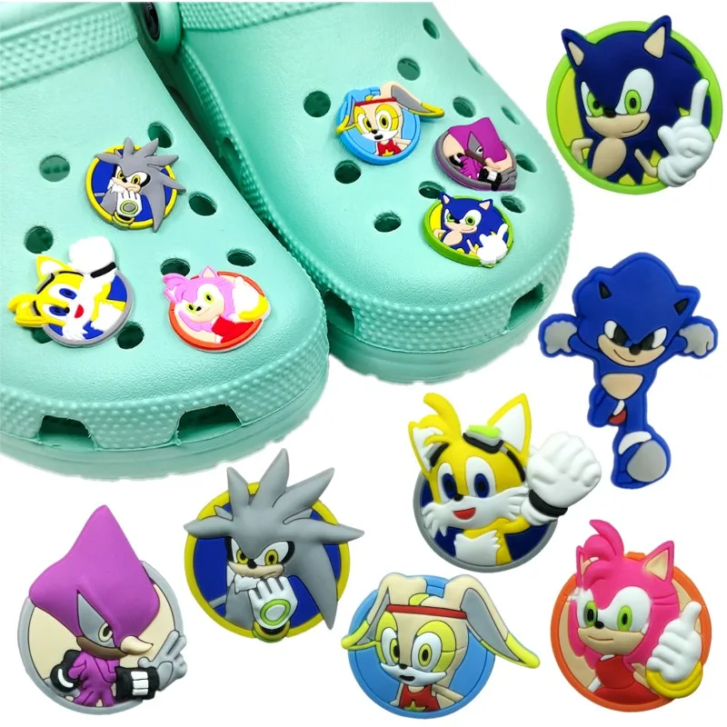 

wholesale custom PVC hot shoe charm sonic anime character Shoe accessories Buckle Decoration fit kids Garden Shoes Bracelets, As your choice