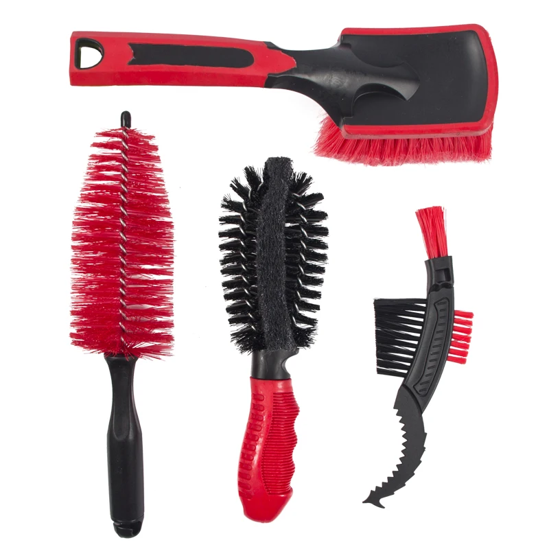 

Bicycle Accessories 4pcs bike cleaning brush set bike cleaning kit, Red+black